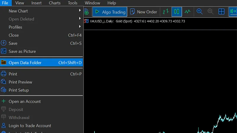 نصب اکسپرت در متاتریدر ۵- مرحله اول